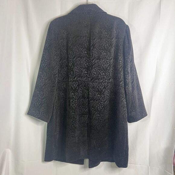 Chico's Black Velvet Jacquard Brocade Lined Duster Dressy Evening Jacket 3/LG - Picture 2 of 10